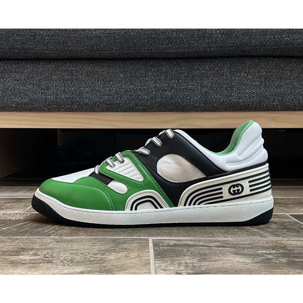 $1,195 NIB Gucci Colorblocked White Green Multicolor Low-Top Sneakers Size 13.5 - Picture 4 of 9